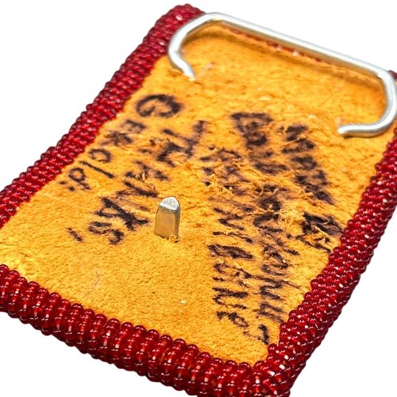 VTG Handmade Native American Beaded Belt Buckle Red Yellow Orange Pow Wow Boho - Picture 12 of 14